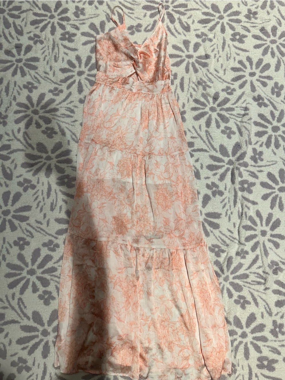 Pinkish Orange Floral Maxi Dress